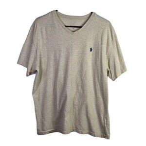 Ralph Lauren Mens Large Cream V-Neck Short Sleeve T-Shirt